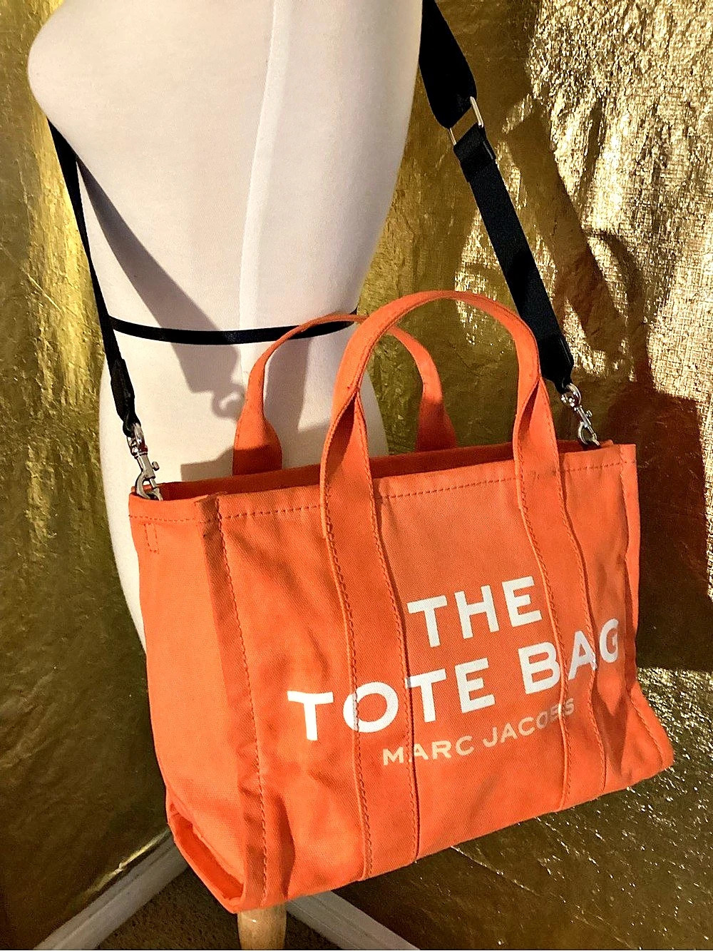 Marc Jacobs The Small Traveler Tote Bag Orange & Black Canvas Tote